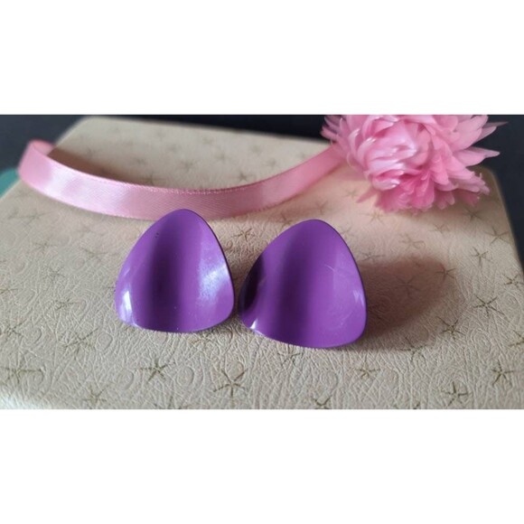 1980s Purple Wavy Earrings - Picture 2 of 10